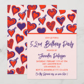 グラムモダンレッドピンクハート52歳 招待状 (正面/裏面)