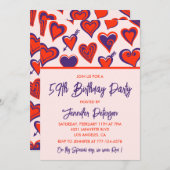グラムモダンレッドピンクハート59歳 招待状 (正面/裏面)