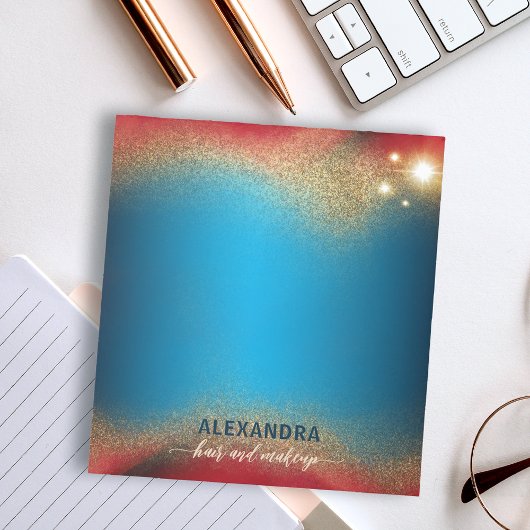 グラムモダンレッドブルー金ゴールドグリッターヘア&メイクアップ ノートパッド