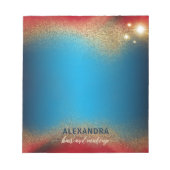 グラムモダンレッドブルー金ゴールドグリッターヘア&メイクアップ ノートパッド (正面)