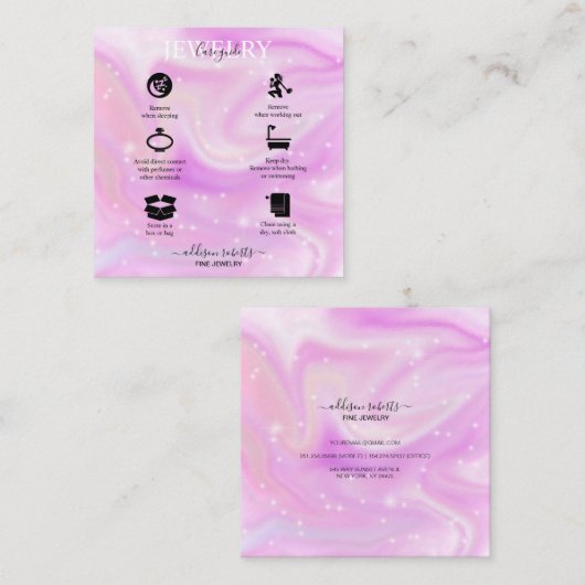 グラムモダン虹色スパークルジュエリー気にスクー スクエア名刺 (正面/裏面)