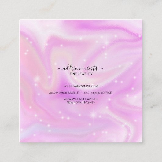 グラムモダン虹色スパークルジュエリー気にスクー スクエア名刺 (裏面)