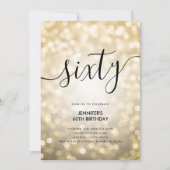 グラムモダン金ゴールドグリッターライト60誕生日 招待状 (正面)