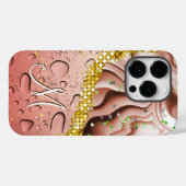 グラムモノグラムM茶色の大理石ファンタジー雨滴 Case-Mate iPhoneケース (裏面 (横))