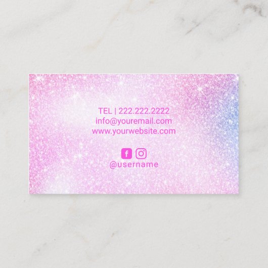 グラムユニコーングリッターシックなリップメイクアップアーティスト 名刺 (裏面)