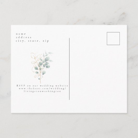 グラムユーカリプトゥスバジェットIIハガキ結婚ズ インビテーションポストカード (裏面)