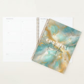 グラムラグジュアリーエレガントアクアマリンマーブル金ゴールドグリッター プランナー手帳 (ディスプレー)