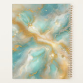 グラムラグジュアリーエレガントアクアマリンマーブル金ゴールドグリッター プランナー手帳 (裏面)