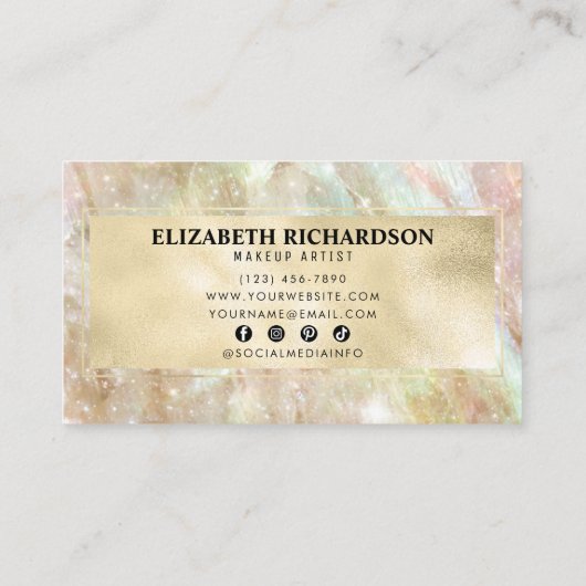 グラムラグジュアリーエレガント虹色ホログラフィモダンック 名刺 (裏面)