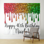 グラムラスターレインボーグリッター垂れ Birthday Party  タペストリー (インサイチュ(横))