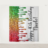 グラムラスターレインボーグリッター垂れ Birthday Party  タペストリー (正面)