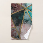 グラムラスト赤面ティール(緑がかった色)&金ゴールドシックグラマモダンール バスタオルセット (ハンドタオル)