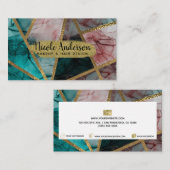 グラムラスト赤面ティール（緑がかった色）&金ゴールドシックグラマモダンール 名刺 (正面/裏面)