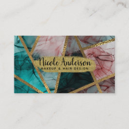 グラムラスト赤面ティール（緑がかった色）&金ゴールドシックグラマモダンール 名刺