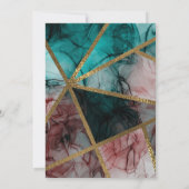 グラムラスト赤面ティール（緑がかった色）&金ゴールドシックモダン結婚ズ 招待状 (裏面)