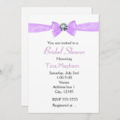 グラムラベンダーパープルダイヤモンドボウブライダル招待状 招待状 (正面/裏面)