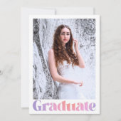 グラムラベンダーピンクカスタム色の写真卒業パーティー 招待状 (正面)