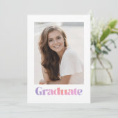 グラムラベンダーピンクグラデーション写真卒業パーティー 招待状 (スタンド正面)