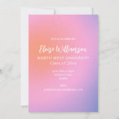 グラムラベンダーピンクグラデーション写真卒業パーティー 招待状 (裏面)