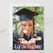 グラムラベンダーピンクフォトオーバーレイ卒業 案内状 (正面)