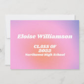 グラムラベンダーピンクフォトオーバーレイ卒業 案内状 (裏面)