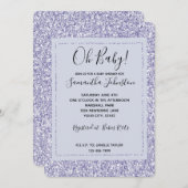 グラムラベンダー薄紫パープルグリッターベビーシャワー 招待状 (正面/裏面)
