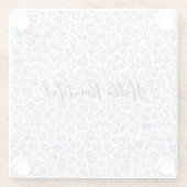 グラムラベンダー薄紫パープルヒョウ印刷グリッター ガラスコースター (裏面)