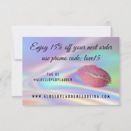 グラムリップグリッタードリップホログラフィフェイクックレインボー サンキューカード (裏面)