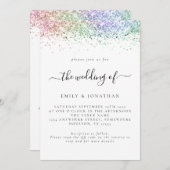 グラムレインボーグリッターQRコードウェディング 招待状 (正面/裏面)