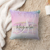グラムレインボーユニコーングラデーショングリッターピンクモノグラム クッション (ブランケット)