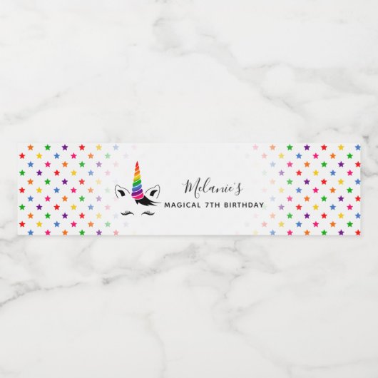グラムレインボーユニコーンバースデーパーティー ペットボトルラベル (シングルラベル)