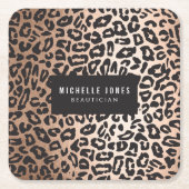 グラムレオパードアニマルプリント スクエアペーパーコースター (正面)