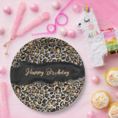 グラムレオパードハッピーバースデー ペーパープレート (パーティー)