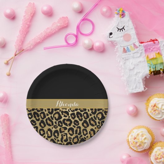 グラムレオパープリントグリッターエレガントスタイリッシュ ペーパープレート (パーティー)