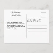 グラムレッドエレガントヴィンテージホワイトローゼズホリデーパーティー インビテーションポストカード (裏面)