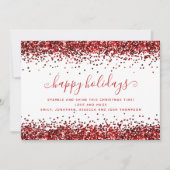 グラムレッドグリッターハッピーホリデイズホワイトクリスマス シーズンカード (正面)