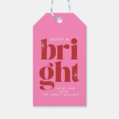 グラムレッドセクインメリーと明るいクリスマス ギフトタグ (正面)