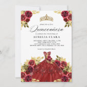 グラムレッドドレスフローラウォーターカラー15thキンセアニラ 招待状 (正面)