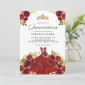 グラムレッドドレスフローラウォーターカラー15thキンセアニラ 招待状 (スタンド正面)