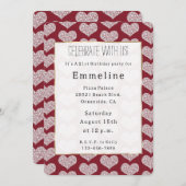 グラムレッドホワイトハート 招待状 (正面/裏面)