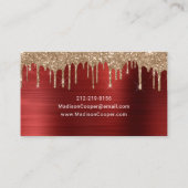 グラムレッドメタル金ゴールドグリッタードリップヘア&メイクアップ 名刺 (裏面)