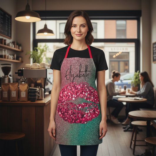 グラムレッドモダングリタリーキスリップスティックのインプリント エプロン