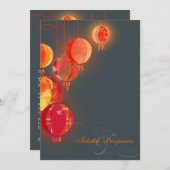 グラムレッドランタン木炭グレー結婚ズ 招待状 (正面/裏面)