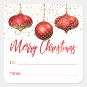 グラムレッド金ゴールドオーナメントメリークリスマスから スクエアシール (正面)