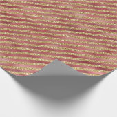 グラムレッド金ゴールドグリッターストライプ ラッピングペーパー (角)