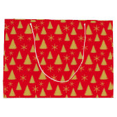 グラムレッド&金ゴールドクリスマスの木の柄 ラージペーパーバッグ (裏面)