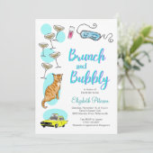 グラムレトロカクテルパーティーハンドドローブライダルシャワー 招待状 (スタンド正面)