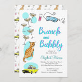 グラムレトロカクテルパーティーハンドドローブライダルシャワー 招待状 (正面/裏面)