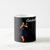 グラムレトロ1950s女の子。編集可能な名前 コーヒーマグカップ (中央)