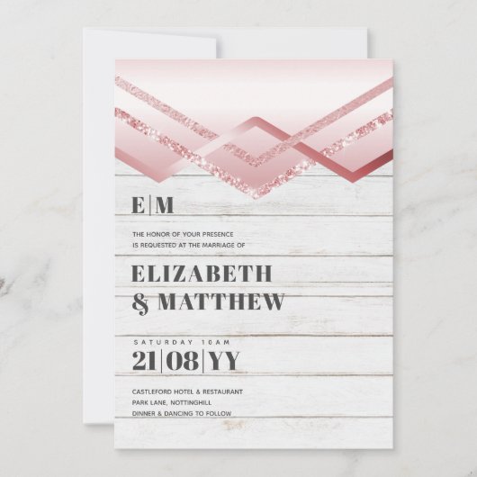 グラムロセゴールドDECOウェディング招待シックモダン (正面)